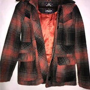 Dollhouse Women's Red & Black Plaid Coat